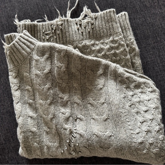 ZARA High Neck Ripped Cable Knit Sweater With Studs Size M - Picture 16 of 16